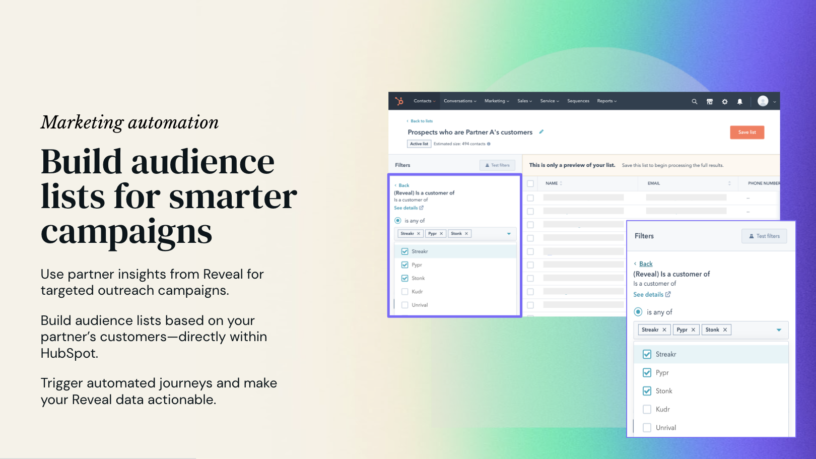 Build lists for smarter campaigns